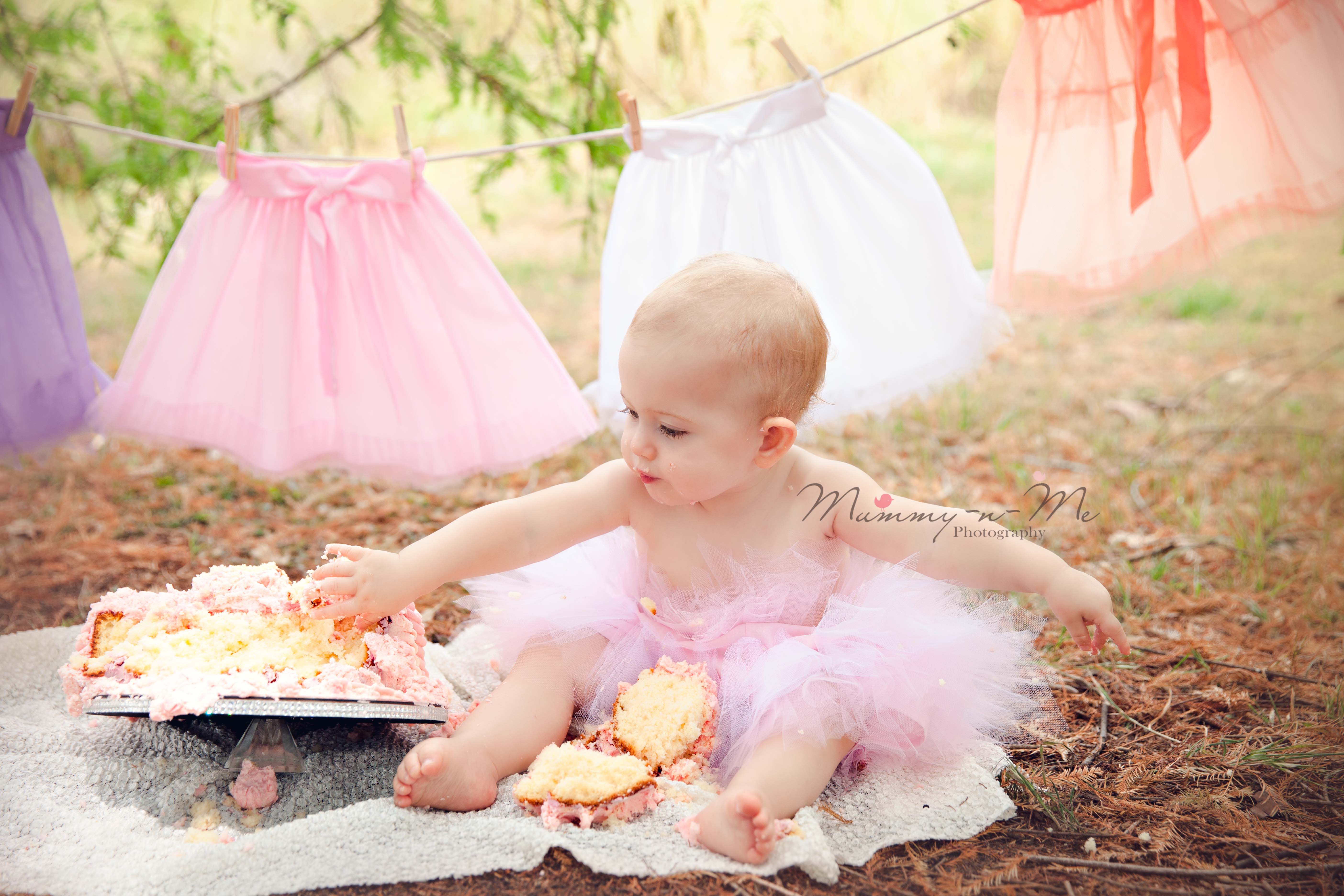 pastel girls outdoor cake smash with tutus brisbane cake smash photographer