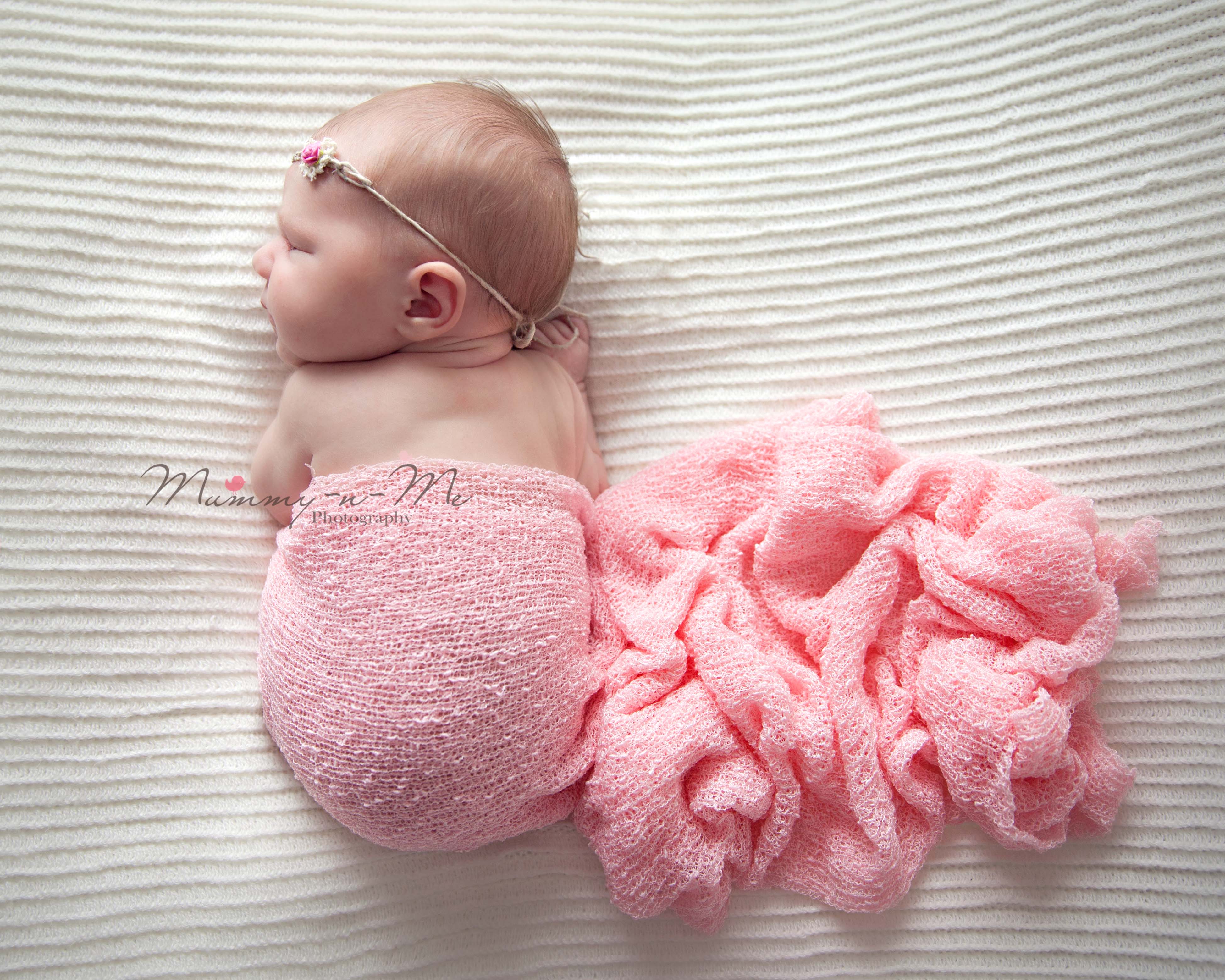 newborn girl in pink with family brisbane newborn photographer