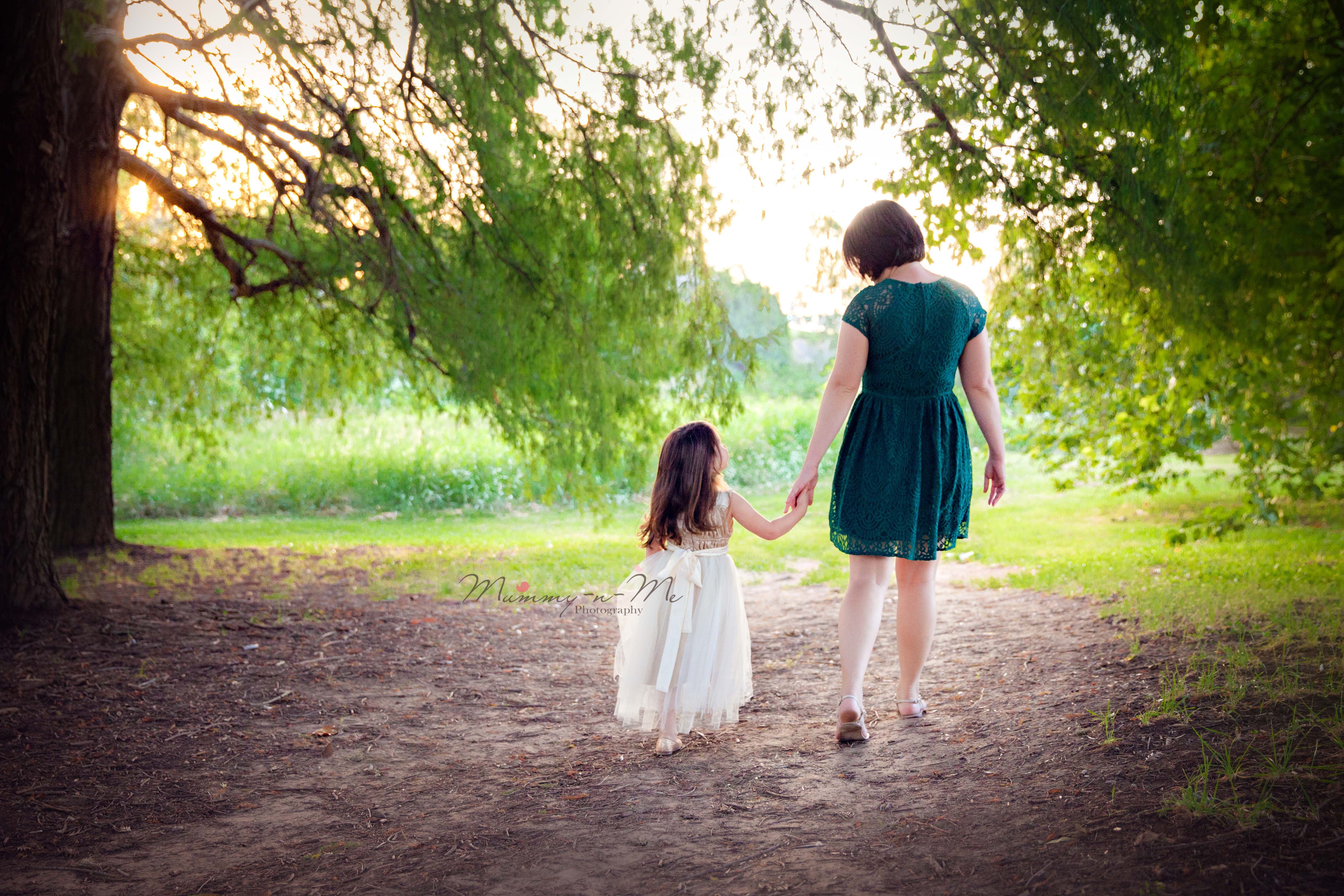 Mummy and daughter walking into the sunset Brisbane Family Child Photographer