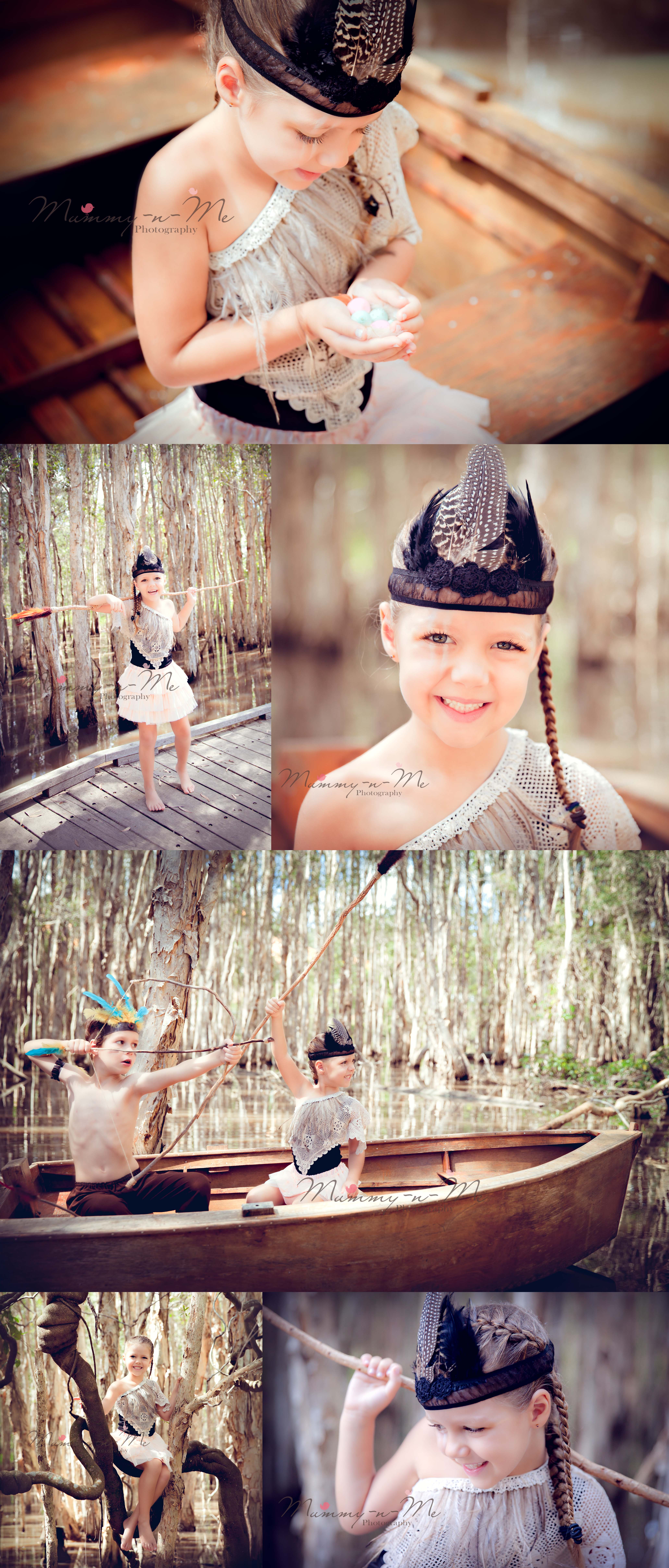 Little Indian themed session with girl in boat Brisbane Family Child Photographer