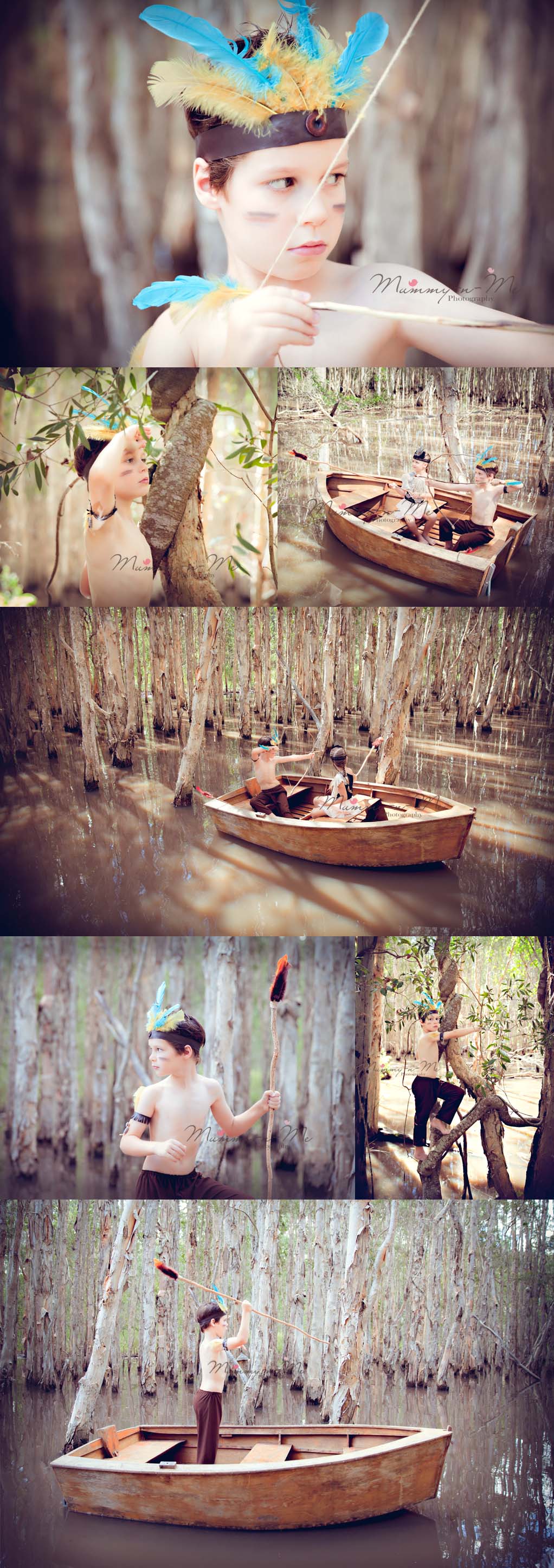 Little Indian themed session with boy in boat Brisbane Family Child Photographer