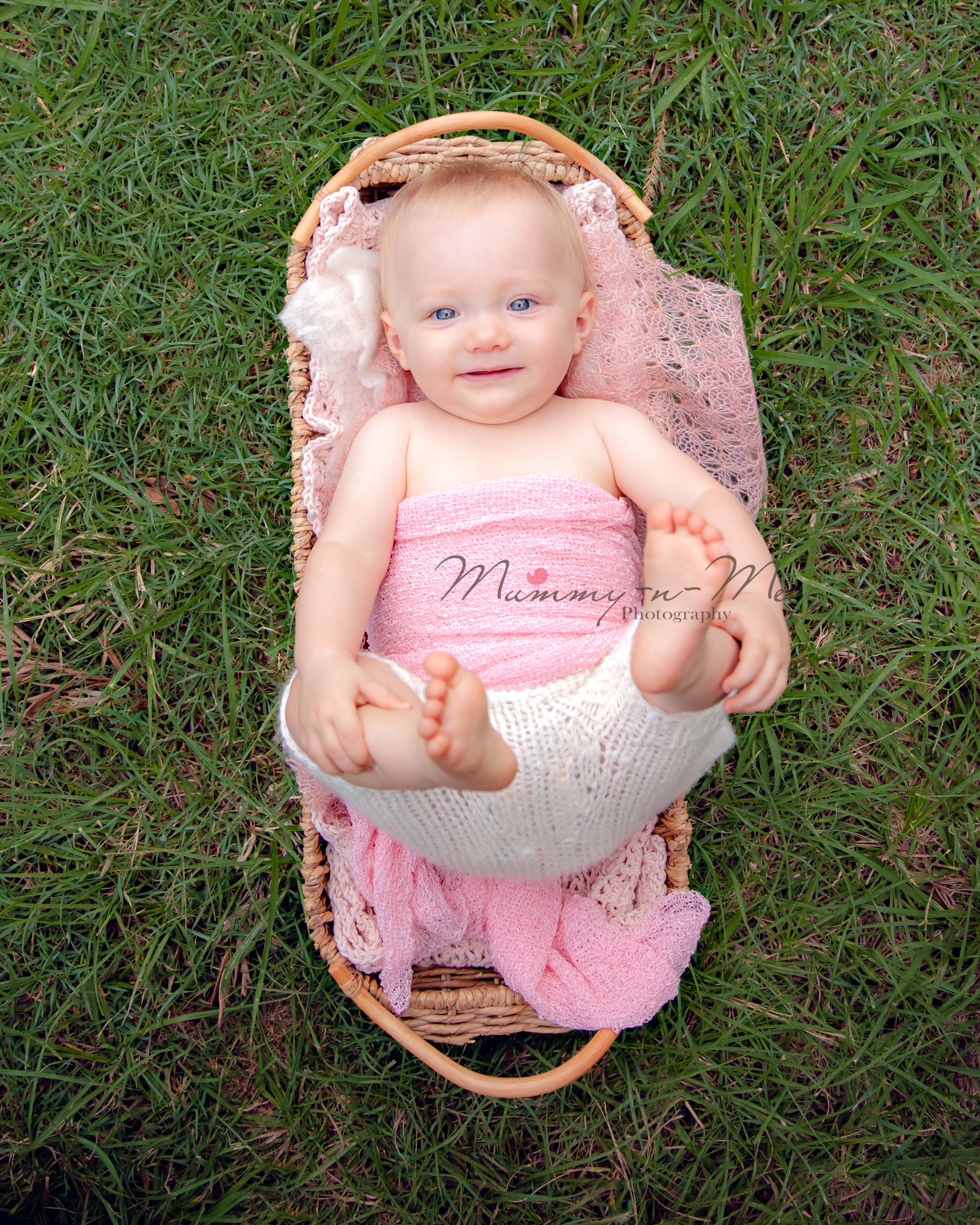 9 mth baby girl in pink wrap at the park Brisbane Family Child Baby Photographer