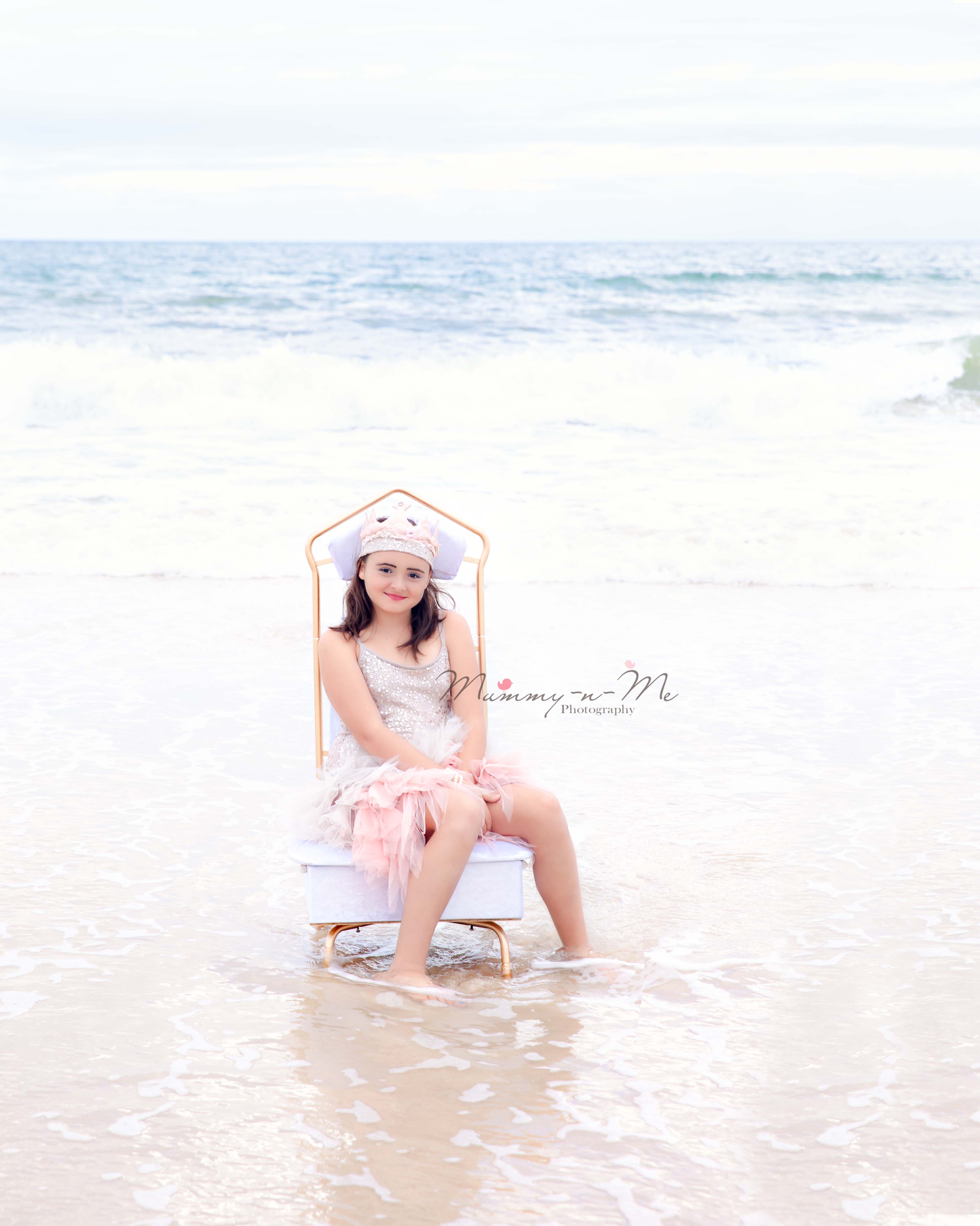 white and gold themed family session at the beach with a boat Brisbane Family Child Baby Themed Photographer