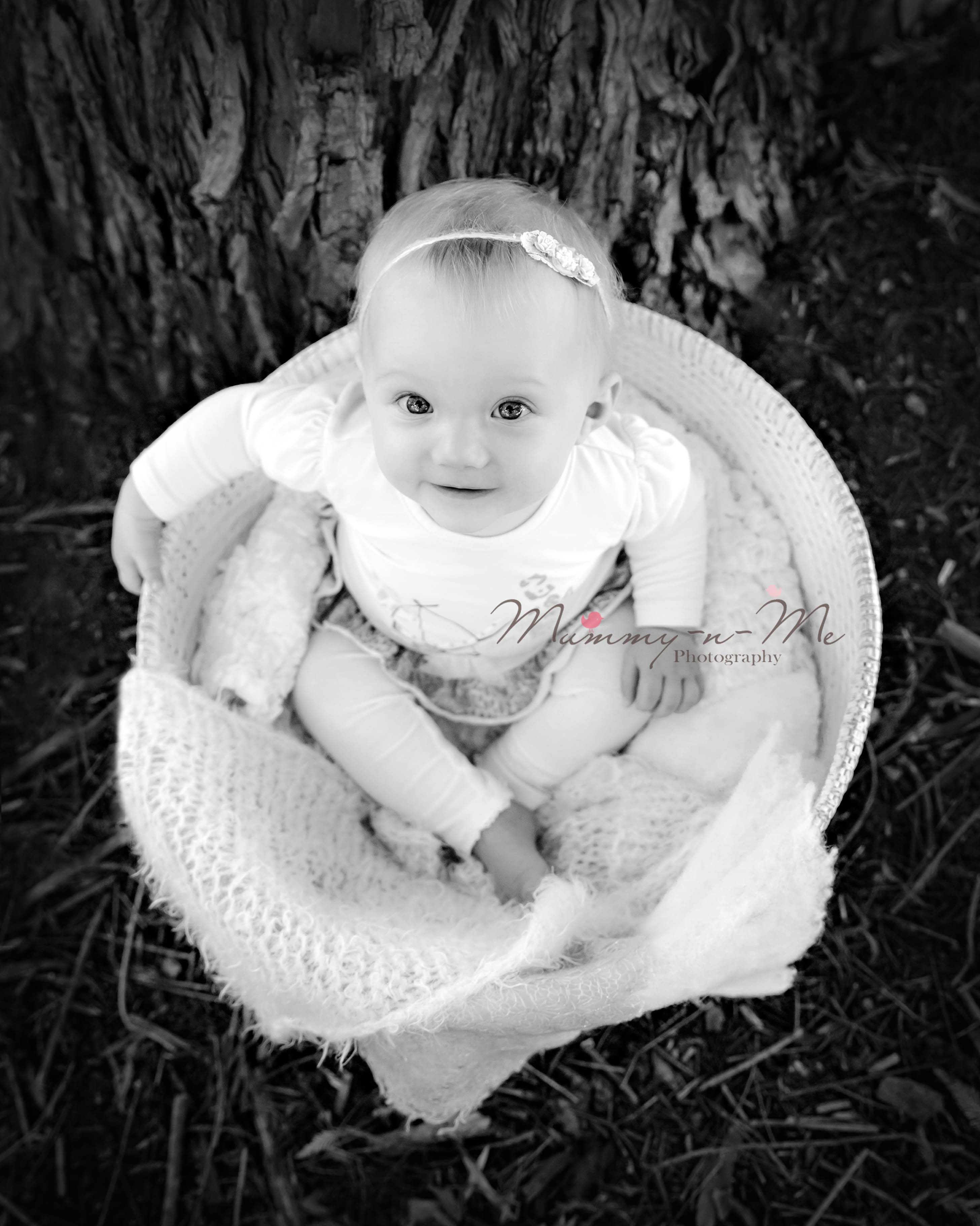 9mth girl in basket in the park Brisbane Family Child Baby Photographer