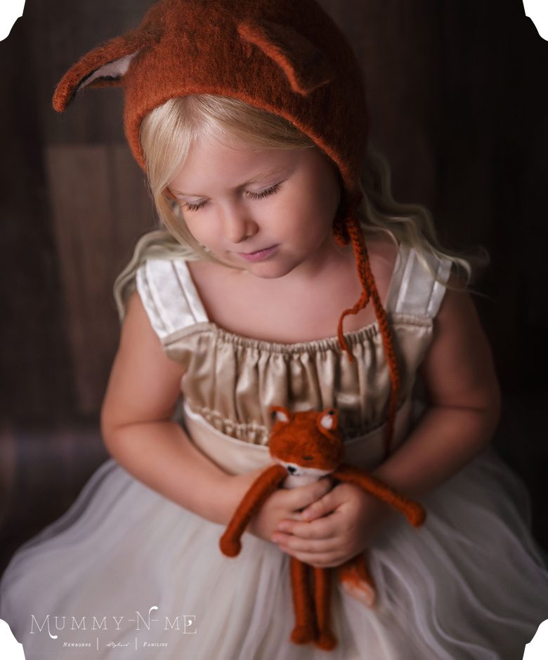little girl with fox Brisbane child photographer